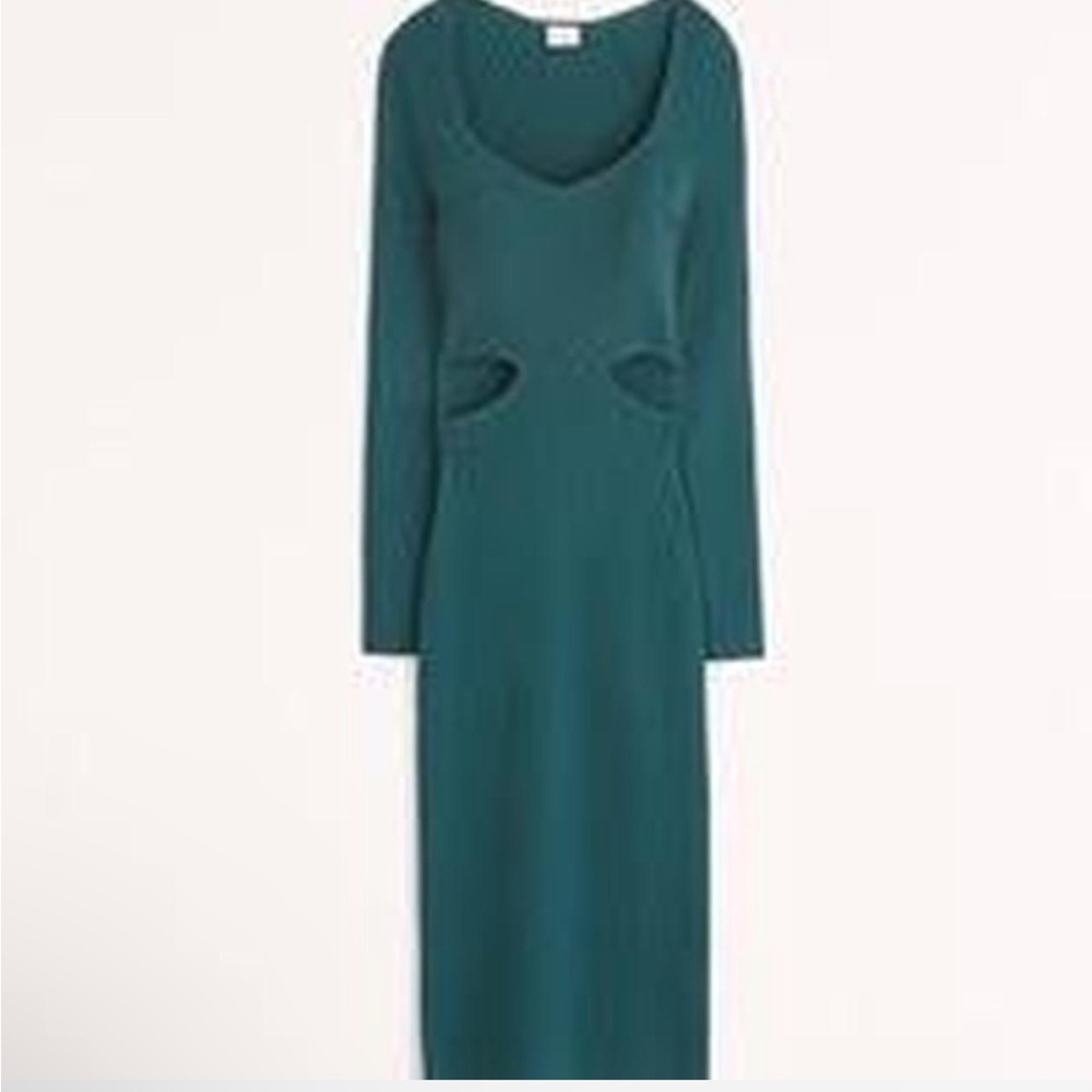 Abercrombie & Fitch Teal Knit Cut Out Midi Dress New With Tags